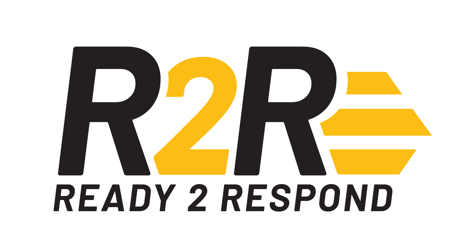 Logo of R2R (Ready 2 Respond) with black and yellow letters.